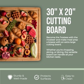 Massive Extra Large Cutting Board for Kitchen 30 X 20 by Grizzly Living - Heavy Duty Bamboo Chopping Boards for Meat, Veg & Charcuterie - Large Wooden Stove Top & Countertop (30" x 20")