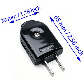 LBTODH 2 PCS 90 Degree Rotatable Extension Cord Replacement Plugs Straight Blade 2 Pole 2 Pin Electrical Plug Suitable for Small Appliances (Black)