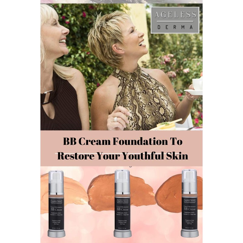 Ageless Derma BB Cream Tinted Moisturizer Foundation with Hyaluronic Acid