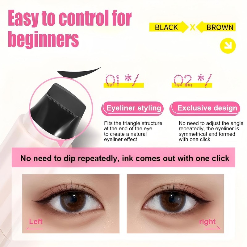 Winged Eyeliner Stamp Pen Dual Head Rotating Design, Quick-Dry, Long-Lasting,