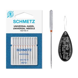 Sewing Machine Needles Schmetz - Universal (Regular), Pack of 10, Size: 80/12, Single Packet, Includes Large Schmetz Needle Threader