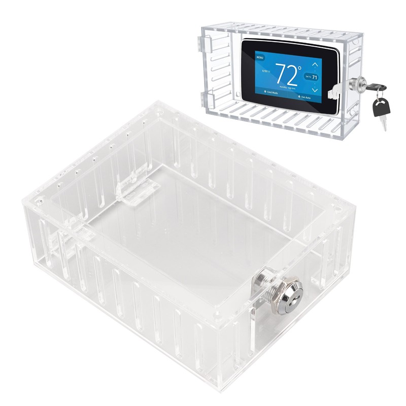 Thermostat Lock Box Transparent Acrylic Universal Clear Cover with 2