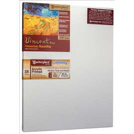 MASTERPIECE Z1VM-0818 Vincent Pro 7/8" Deep Monterey 10.5 oz Cotton Medium Texture Stretched Canvas 8" x 18" White