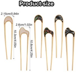 6pcs U Shaped Hair Pins, Metal French Hair Pin for Buns Vintage U Hair Sticks Arc Updo Chignon Pins Hair Styling Tool Accessories for Women Girls