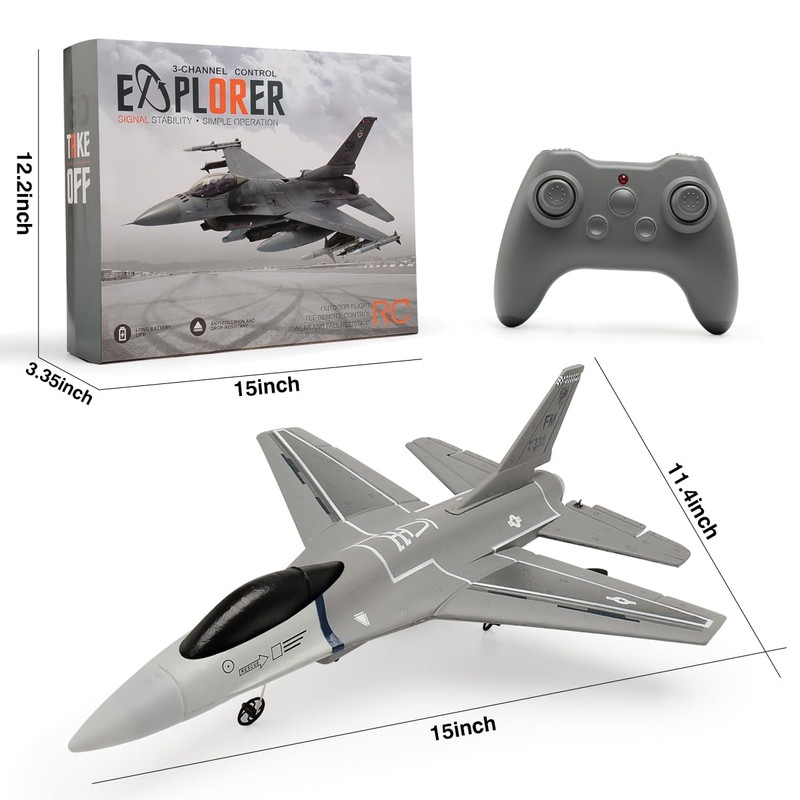 jaming RC Plane 3 Channel Remote Control Airplane for Adults，F16