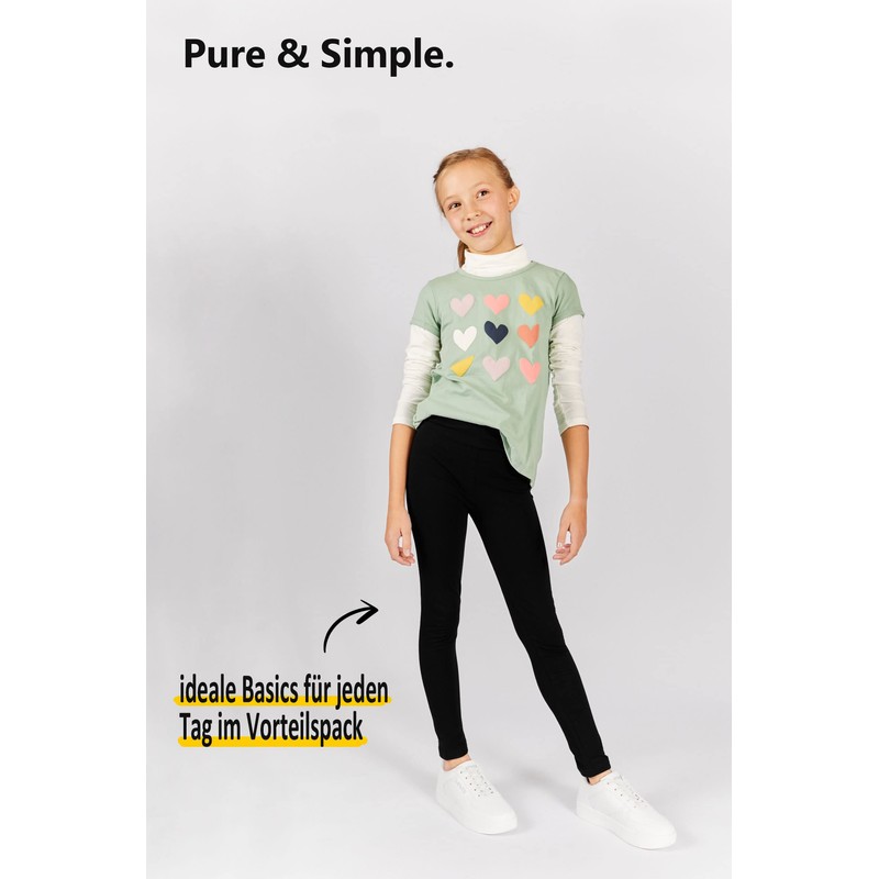 ORIGINAL BASICS Girls' Cotton Leggings, Pack of 1-3 - 3