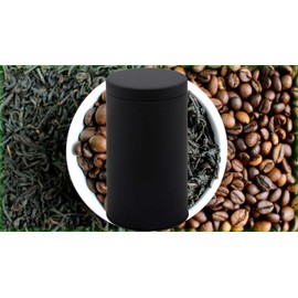 Coffee & Tea Canister Made in Japan, 14.1 - 17.6 oz (400 - 500 g), Moisture Proof Ring Storage Can, Black Matte, Frosted