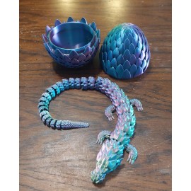 3D Printed Dragon Eggs with Dragon Inside, Articulated Crystal Dragon in Egg