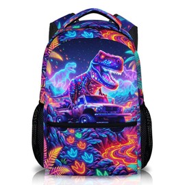 PAKKITOP Kids Boys Backpack Dinosaur Backpacks for School Casual Travel, Cool Truck Bookbag for Kindergarten Preschool Primary