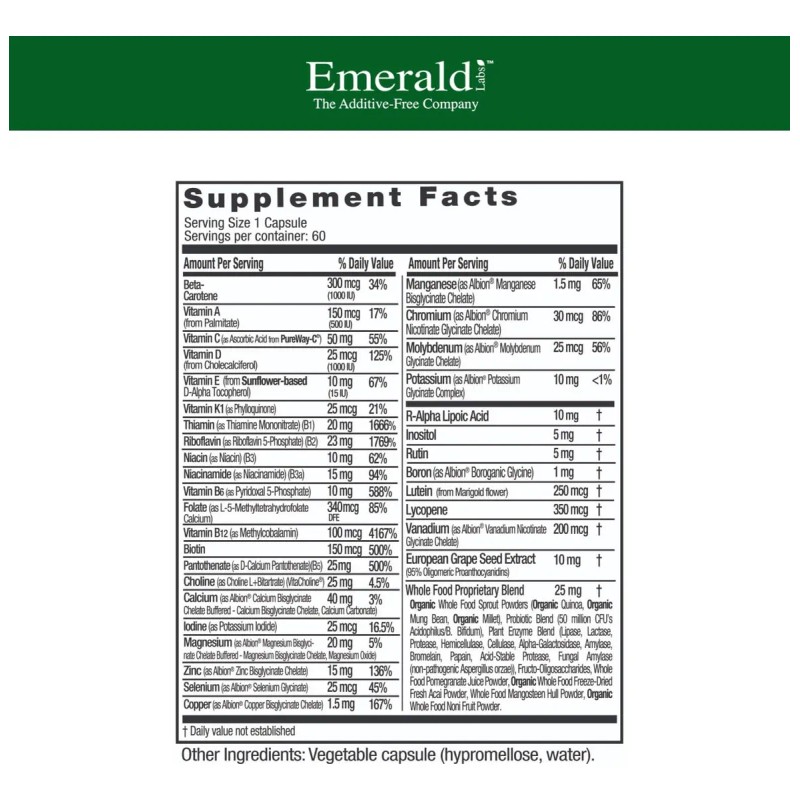 Emerald Labs Multivitamínico Hombre 60 Cápsulas Vegetales
