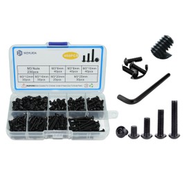 WZHUIDA 460 Piece M3 Screws Set, Pan Head Screws with Nuts Assortment Kit, Black Hexagon Socket Pan Head Screws Set, Hexagon Head Screws Nuts with Wrench, Carbon Steel