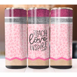 Handmade Teach Love Inspire Tumbler 20 oz Skinny Cup Mug Stainless Steel