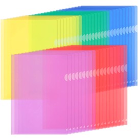 ZCZN A4 Plastic Sleeves, 45pcs Coloured Cut Flush Folders for Paperwork, Report, Project, Presentation, Pack of 45