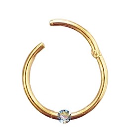 Generisch Piercing Clicker Ring Real 750 Yellow Gold with Real Diamond Intimate Helix Septum Conch Tragus Modern Diameter 10 mm 45071-10, Yellow Gold Yellow Gold 750 gold