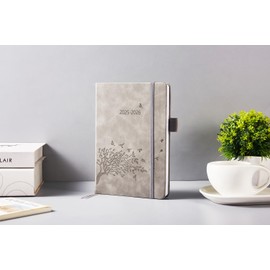 Academic Diary 2025 2026 Day per Page A5, Daily Planner with Monthly Tabs, Pocket, Pen Holder & 2 Bookmarks, Appointment Mid Year Diary 25/26 Page a Day for School Family Work (August to July)