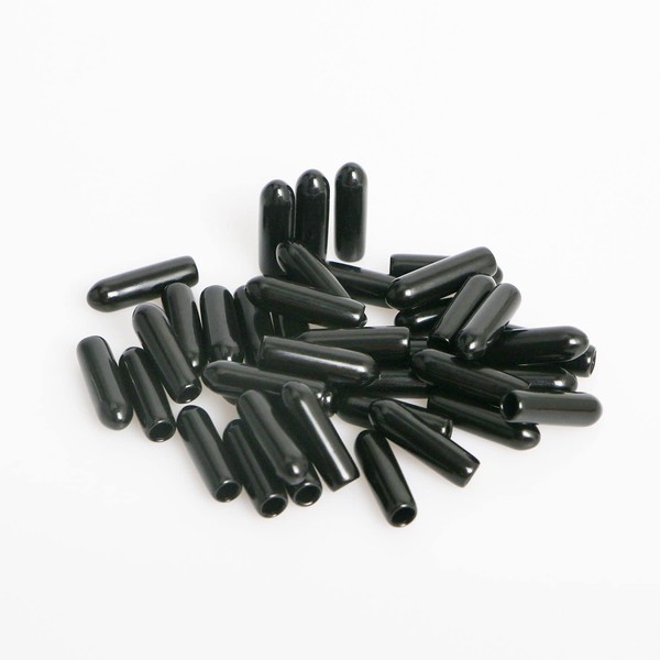 Ohamtes 50PCS ID3.5mm Black PVC Rubber End Caps, Vinyl Flexible