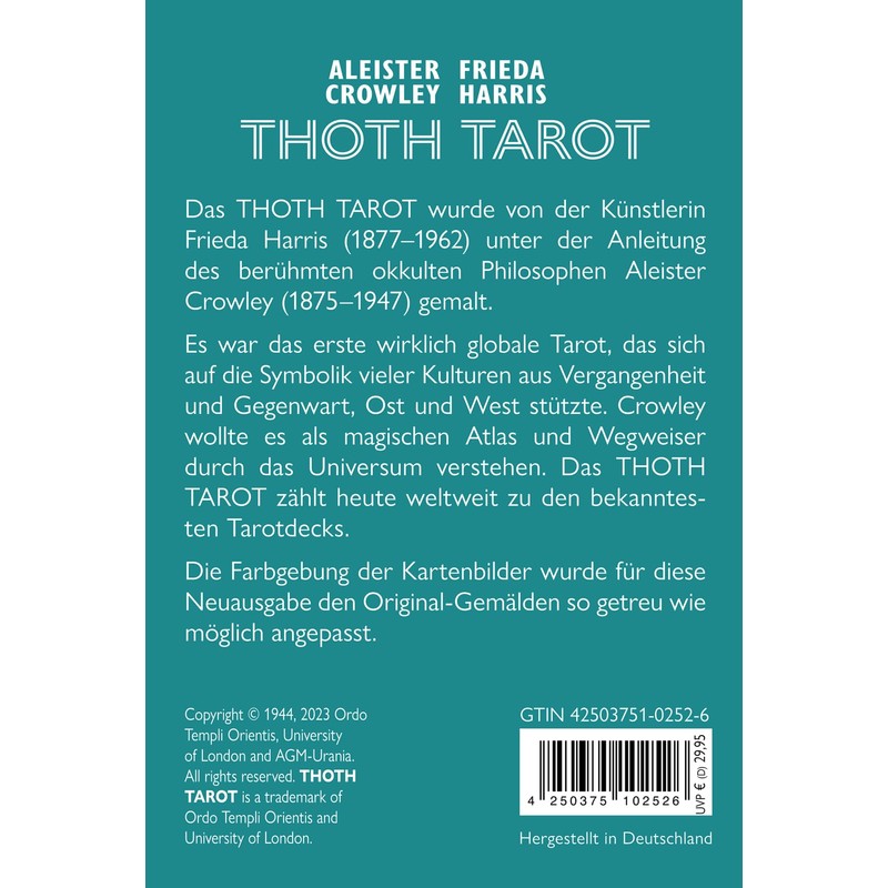 Aleister Crowley Thoth Tarot Standard DE: 78 Karten mit Anleitung