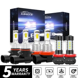 AUIMSOCO 6000K LED Headlight High Low Beam Fog Light Bulbs For Lexus IS250 2.5L 2011-2015