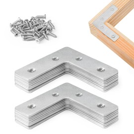 Angle Brackets Corner Bracket for Wood 16 Pcs | 50.8mm x 50.8mm x 16mm | L Brackets for Wood with 64 Screws - Galvanised Steel Plate Set for Fixing and Repairing Furniture, Tables (2in / 50.8mm)
