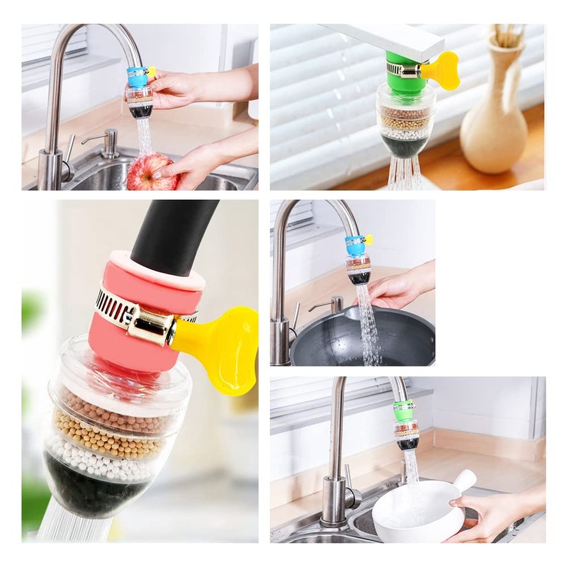HLIWS Multi-layer Fine Faucet Filter-4 PCS Mini Water Filter Tap,Anti-Spill