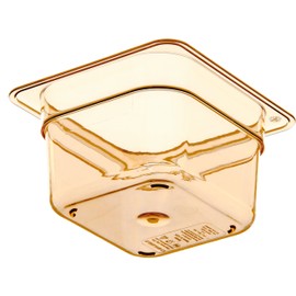 Carlisle FoodService Products StorPlus High-Heat 1/6-Size Food Pan, 4 Deep Food Storage Container with 1.7 Quart Capacity, High Heat Plastic, 1/6 Size, Amber, (Pack of 6)