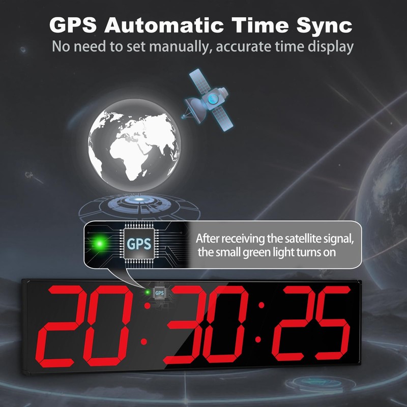 CHKOSDA 27.5''Large Digital Wall Clock,Auto Time Sync Digital Clock with