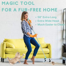 HIMODA Magic Pet Hair Removal Tool, Carpet Rake with 58" Long Handle, Dog Cat Hair Remover Broom, Large Reusable Metal Carpet Sweeper