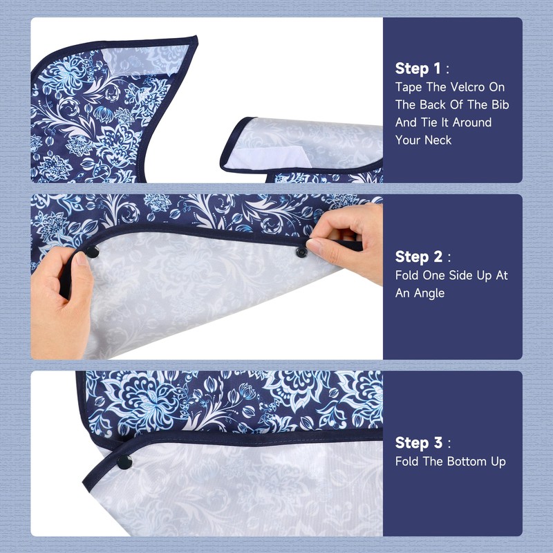Adult Bibs - 3 Pcs Washable Clothing Protector with Crumb