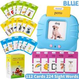 Bilingual English & Spanish Interactive Talking Flash Cards Learning Toy for Toddlers and Preschoolers 224 Vibrant Words, Lightweight, Durable:_BLUE