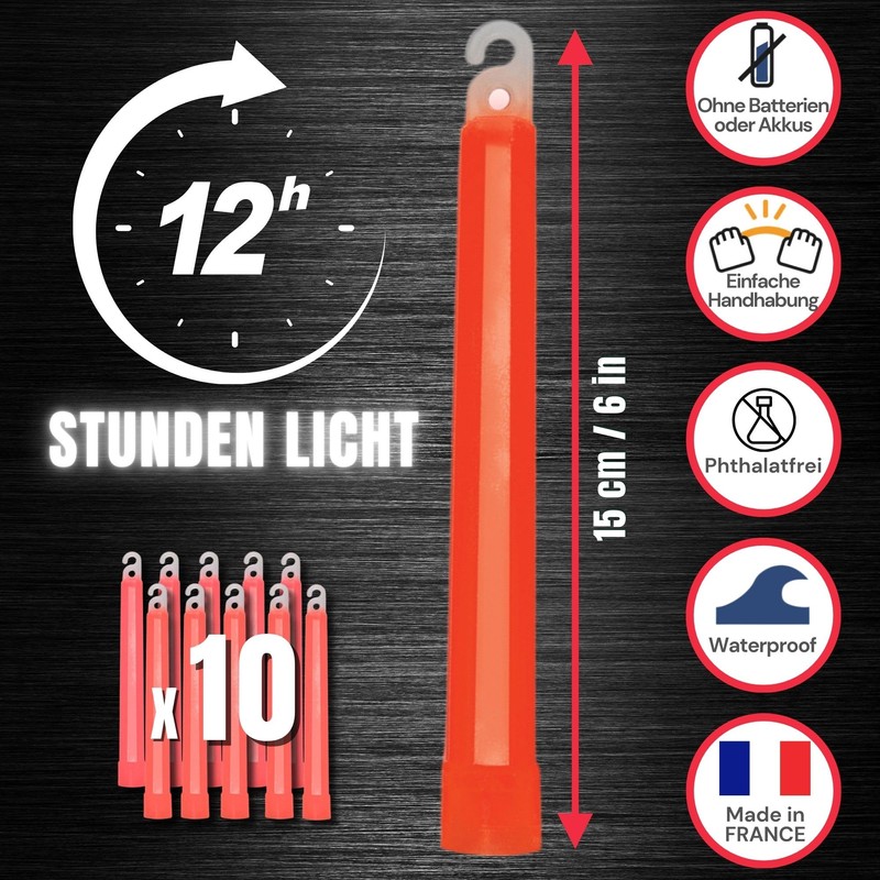 Red Cyalume SnapLight Glow Sticks (Pack of 10) - 15