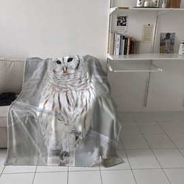 Greeeen Plush Fleece Throw Blanket | Fuzzy, Soft, Warm, Cozy, Reversible Blanket for Bed Couch Sofa Chair Travel- 49" x 59" Winter Owl