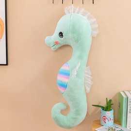 Uixxducc Seahorse Cuddly Toy, Cute Seahorse Plush Toy, Soft Seahorse Cushion, Gift for Children/Adults (Green, 50 cm)