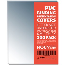 HOUYEE 200 Pack 6 Mil PVC Binding Presentation Covers,Clear Report Covers for Binding,8-1/2 x 11 Inches,Letter Size
