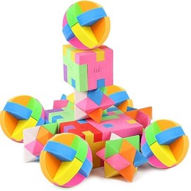 PROLOSO 15 piezas de gomas de borrar en forma de cubo rompecabezas para niños, regalos de fiesta, premios para estudiantes en el aula, rompecabezas para ejercitar la mente