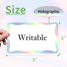 STARLIBOO Holographic Colored Labels Stickers, 3X5 Inch Removable Large Label Stickers for Moving Boxes and Storage Bins- Waterproof- Writable- Tear Resistant (Holographic Silver