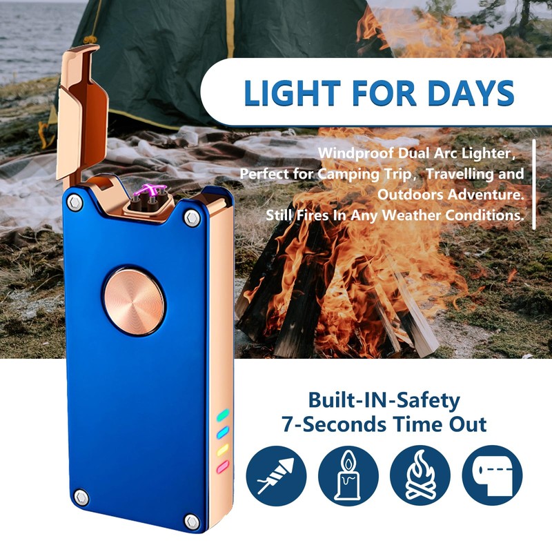 RSBYE Electric Lighter,Dual Arc Plasma Lighter with LED Battery Indicator,