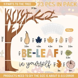 JarThenaAMCS 73Pcs Fall Tree Bulletin Board Decoration Inspirational Boho Colorful Maple Leaf Pumpkin Cutouts for Autumn Thanksgiving Classroom Wall Chalkboard Decor