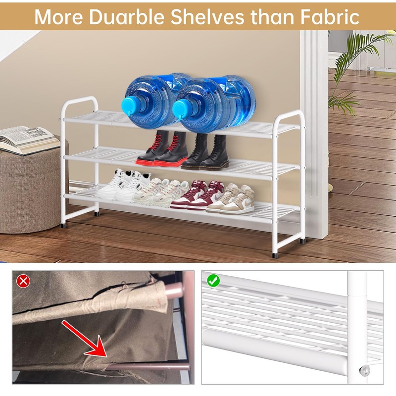 KEETDY 3-Tier Long Shoe Rack for Closet Metal Shoe Organizer