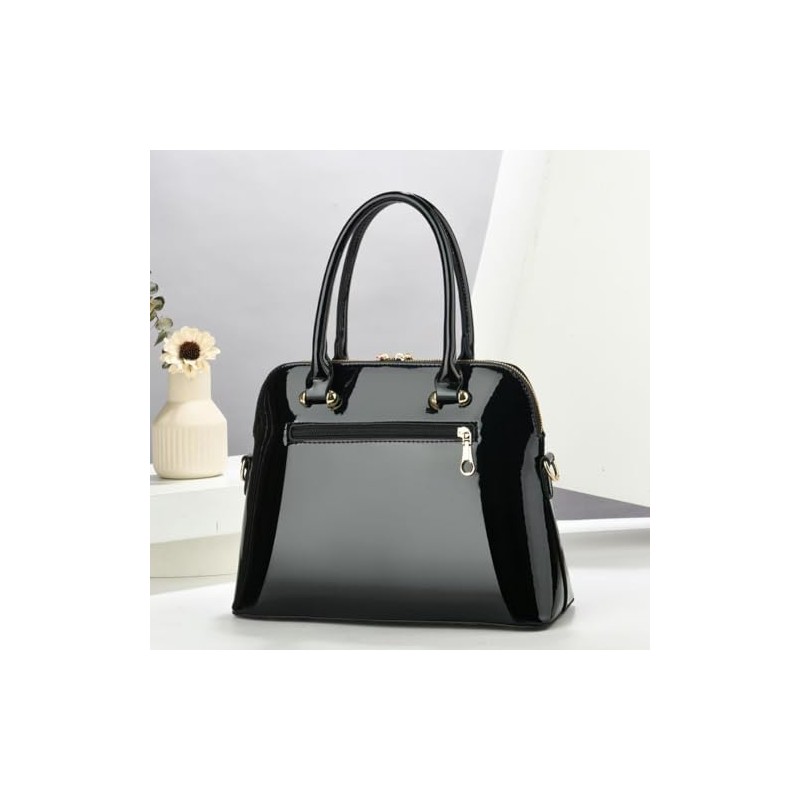 Patent Leather Handbags Shiny Shoulder Bag Elegant Top-handle Purse Come