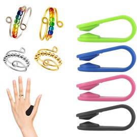 8 Piece Skills Borderline, Skill Ring Set, Against Finger Knibbling, Panic Attack Aid, Anxiety Disorder Aid, Fidget Toys Adults, Stress Relief, Ideal for Office, School, Travel