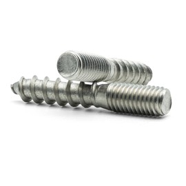 Hippo Hardware M12 (12mm X 120mm) Dowel Screws Wood to Metal Dual Thread Hanger Bolts A2 Stainless Steel (Pack of 5)