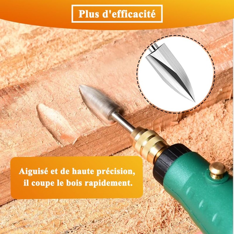 Teocpai 5 Piece Wood Carving Bits with 1/8 Inch Shank