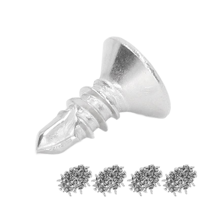 200Pcs Self Drilling Screw Countersunk Cross Stainless Steel 13mm Length