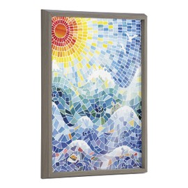 Kate and Laurel Blake It’s a Beautiful Life Framed Printed Glass Wall Art by Janet Meinke-Lau, 18x24 Gray, Decorative Mosaic Inspired Art for Wall