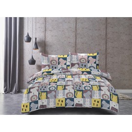 FEBE Animal Bed Linen Duvet Cover Set 140 x 200 cm + Pillowcase 2-Piece with Zip Closure