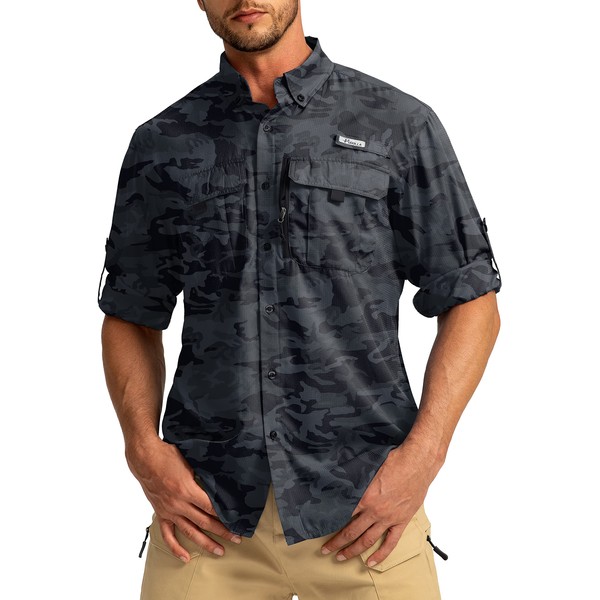 Men's Sun Protection Fishing Shirts Long Sleeve Travel Work Shirts