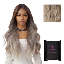 Smilco 26 Inch Ombre Brown to Blonde Body Wave Lace Front Wig - Heat Resistant Adjustable Synthetic Hair with Preplucked Hairline & Glueless Design for Daily/Party/Wedding (179-5-SM)