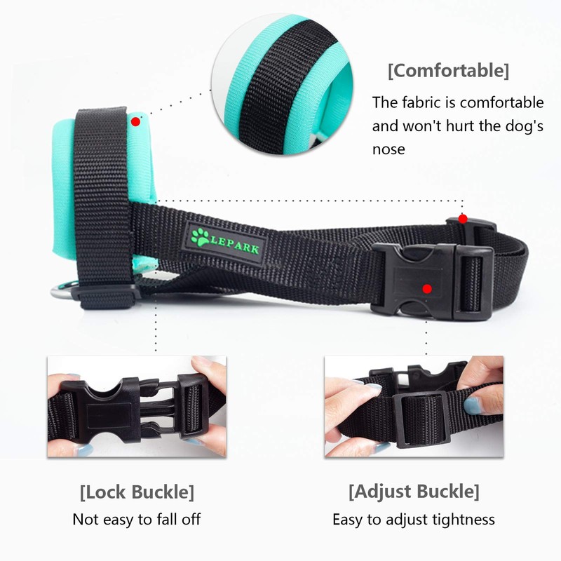 ILEPARK Dog Muzzle with Soft Fabric Padded to Prevent Biting,