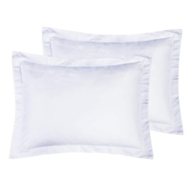 Crown Collection American Size Set of 2pcs Pillow Case 650 Thread Count Cal-King/Emperor 20x40" Inch Size Export Quality White Solid Egyptian Cotton