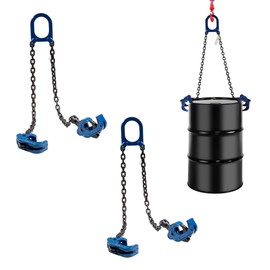 Mytee Products (2 Pack Chain Drum Lifter for 55 Gallon Drum Lift 1 Ton/2000 lbs WLL Vertical - Carbon Steel Hook w/Built-in Spring - Metal/Plastic Drum & Barrel Lifter w/Self Locking Hoist